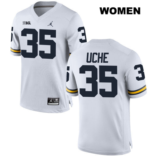 Women's NCAA Michigan Wolverines Josh Uche #35 White Jordan Brand Authentic Stitched Football College Jersey AG25H51HG
